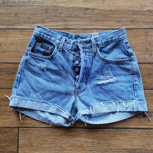 SZ 4 26 in waist Calvin Klein vintage high waisted denim shorts with button fly